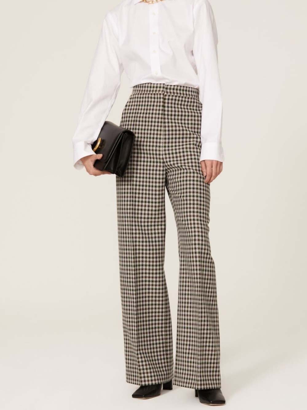 Hugo Boss Black & Cream Houndstooth Wide-Leg Trousers